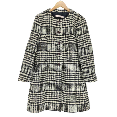 レッドヴァレンティノ RED VALENTINO アルパカモヘヤ混ウールチェックノーカラーコート レディース 46