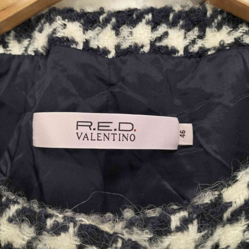 レッドヴァレンティノ RED VALENTINO アルパカモヘヤ混ウールチェックノーカラーコート レディース 46