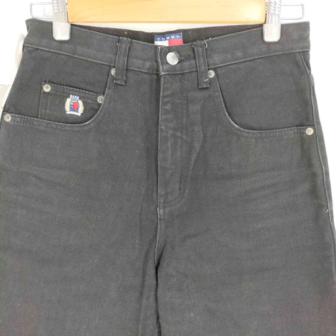 トミーヒルフィガー TOMMY HILFIGER ロゴ刺繍 七分丈 ブラック デニムパンツ メンズ 28