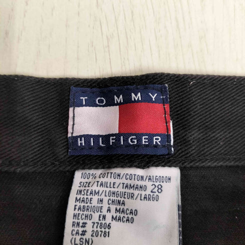 トミーヒルフィガー TOMMY HILFIGER ロゴ刺繍 七分丈 ブラック デニムパンツ メンズ 28