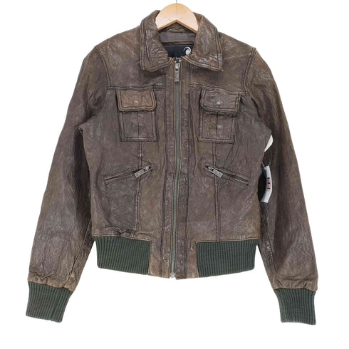 GOOSECRAFT BOMBER レザーリブブルゾン レディース M