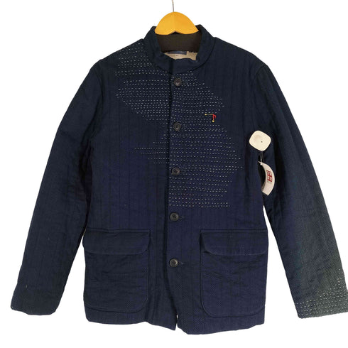 ブルーブルー BLUE BLUE 日本製 藍染 刺し子生地 ステッチ コットン ノーカラージャケット カバーオール メンズ JPN:3
