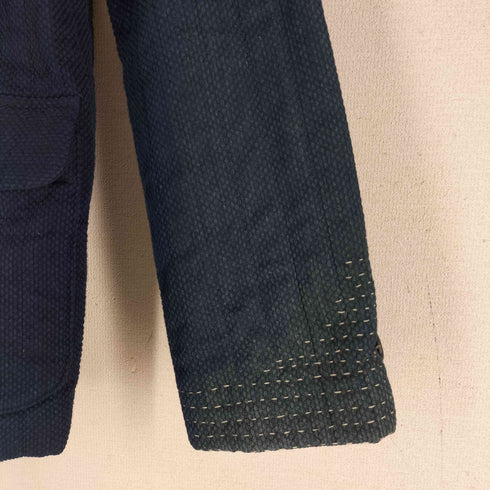ブルーブルー BLUE BLUE 日本製 藍染 刺し子生地 ステッチ コットン ノーカラージャケット カバーオール メンズ JPN:3