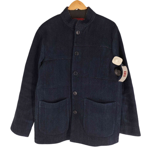 ブルーブルー BLUE BLUE 日本製 藍染 刺し子生地 コットン ノーカラージャケット カバーオール 肉厚 メンズ JPN:M