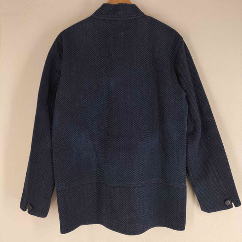 ブルーブルー BLUE BLUE 日本製 藍染 刺し子生地 コットン ノーカラージャケット カバーオール 肉厚 メンズ JPN:M