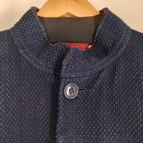 ブルーブルー BLUE BLUE 日本製 藍染 刺し子生地 コットン ノーカラージャケット カバーオール 肉厚 メンズ JPN:M