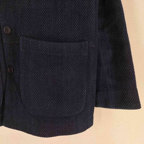 ブルーブルー BLUE BLUE 日本製 藍染 刺し子生地 コットン ノーカラージャケット カバーオール 肉厚 メンズ JPN:M