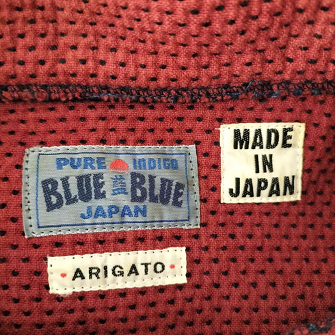 ブルーブルー BLUE BLUE 日本製 藍染 刺し子生地 コットン ノーカラージャケット カバーオール 肉厚 メンズ JPN:M