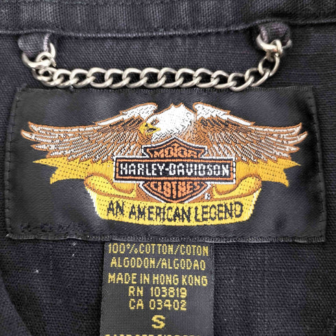 ハーレーダビッドソン HARLEY-DAVIDSON 00S 香港製 リップストップ 刺繍 L/S ワークシャツ メンズ import:S