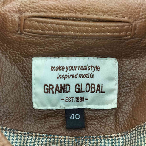 グランドグローバル GRAND GLOBAL カウレザーシングルライダースジャケット メンズ US:40