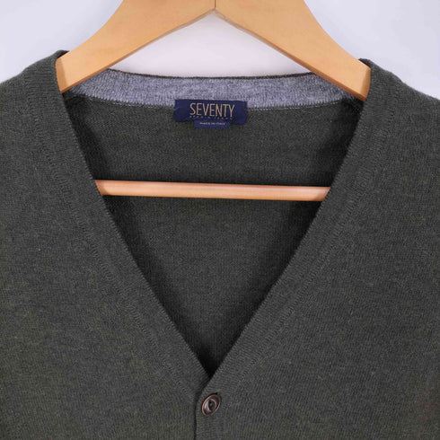 セブンティー SEVENTY イタリア製 カシミヤ混 ウール Vネック ニットカーディガン メンズ