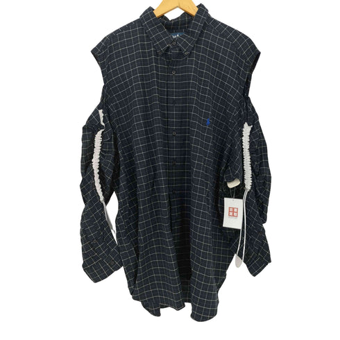 コットン ビッグサイズ チェック 裾ドローコード リメイク L/S シャツ レディース 3XB