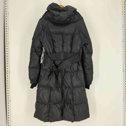 JET LABEL レザーベルト フーデッド ロング ダウンコート レディース JPN:38