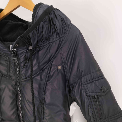 JET LABEL レザーベルト フーデッド ロング ダウンコート レディース JPN:38