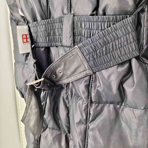 JET LABEL レザーベルト フーデッド ロング ダウンコート レディース JPN:38