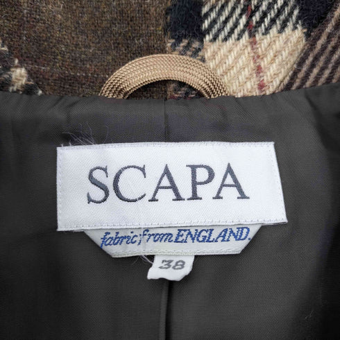 スキャパ SCAPA チェック パッチワーク ウール 3B テーラードジャケット レディース JPN:38