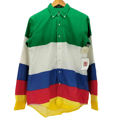 ポロバイラルフローレン Polo by RALPH LAUREN 80-90S 緑タグ USA製 ポニー刺繍 マルチカラー ボタンダウン L/S シャツ メンズ import:XL