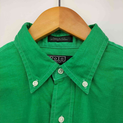 ポロバイラルフローレン Polo by RALPH LAUREN 80-90S 緑タグ USA製 ポニー刺繍 マルチカラー ボタンダウン L/S シャツ メンズ import:XL