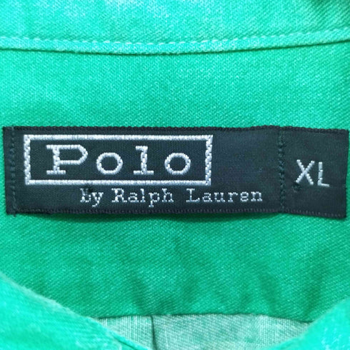 ポロバイラルフローレン Polo by RALPH LAUREN 80-90S 緑タグ USA製 ポニー刺繍 マルチカラー ボタンダウン L/S シャツ メンズ import:XL