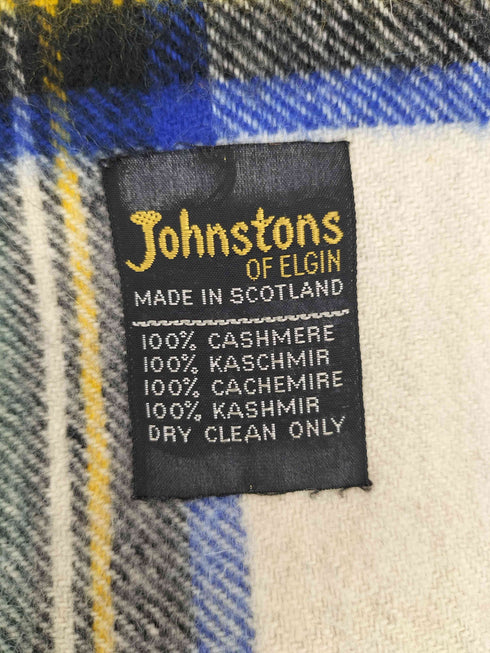 ジョンストンズオブエルガン johnstons of elgin スコットランド製 カシミヤ100% チェック マフラー メンズ