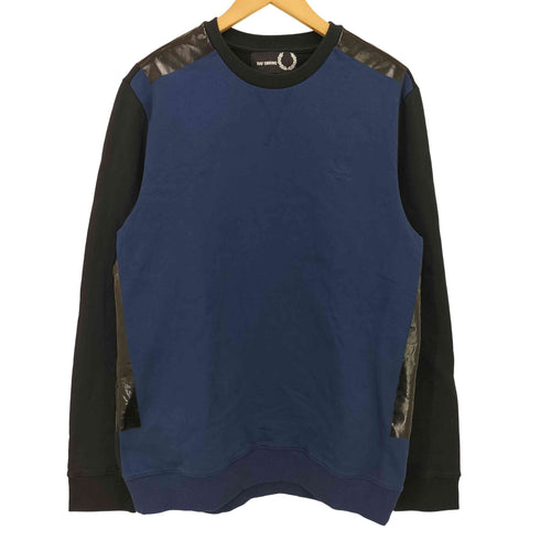 ラフシモンズ RAF SIMONS 異素材切替刺繍ロゴスウェットシャツ メンズ US:40