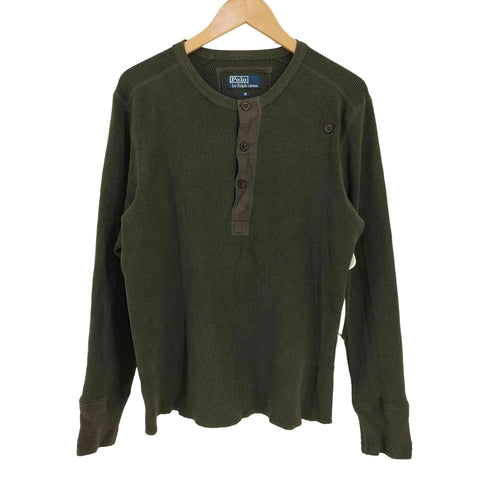 ポロバイラルフローレン Polo by RALPH LAUREN インパクト21 ヘンリーネック コットンリブニット メンズ import:M
