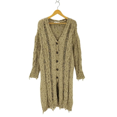 ザラ ZARA CABLE KNIT TORN COAT ケーブルニットトーンコート レディース import:M