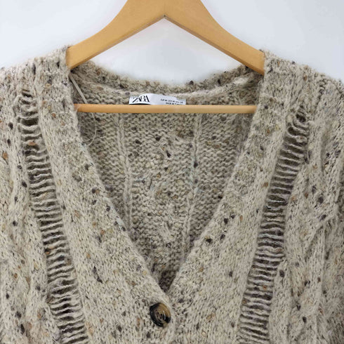 ザラ ZARA CABLE KNIT TORN COAT ケーブルニットトーンコート レディース import:M