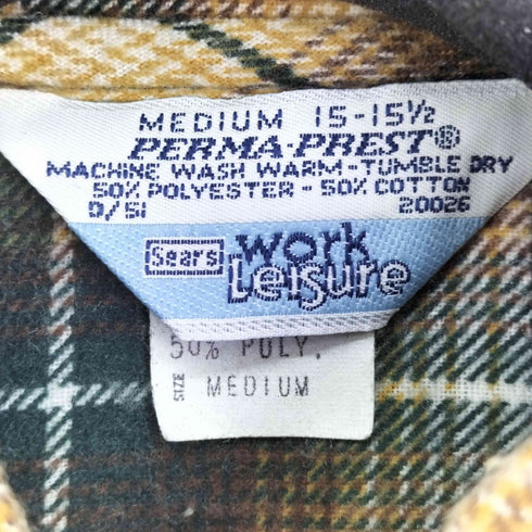シアーズ Sears 80S プリント フランネルシャツ メンズ 15-15 1/2