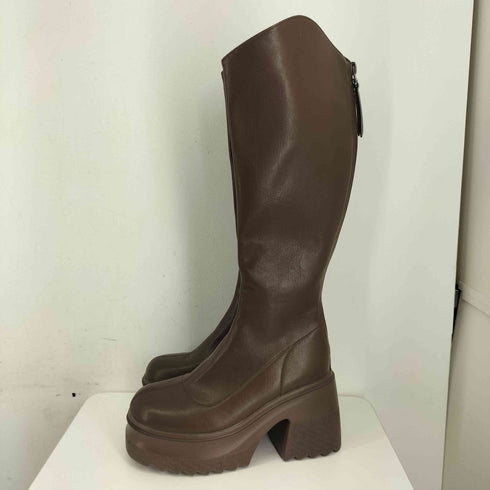 バックジップ エコレザー ロングブーツ レディース JPN:23