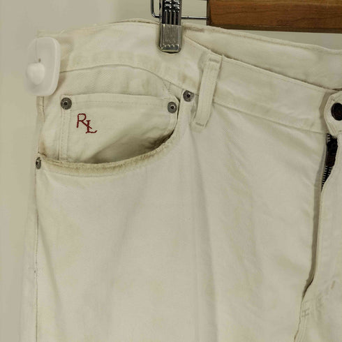 ポロラルフローレン POLO RALPH LAUREN メキシコ製 867 CLASSIC FIT RL ロゴ 刺繍 5ポケット ホワイト デニム パンツ メンズ 42/30