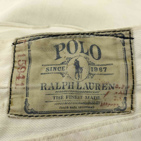 ポロラルフローレン POLO RALPH LAUREN メキシコ製 867 CLASSIC FIT RL ロゴ 刺繍 5ポケット ホワイト デニム パンツ メンズ 42/30