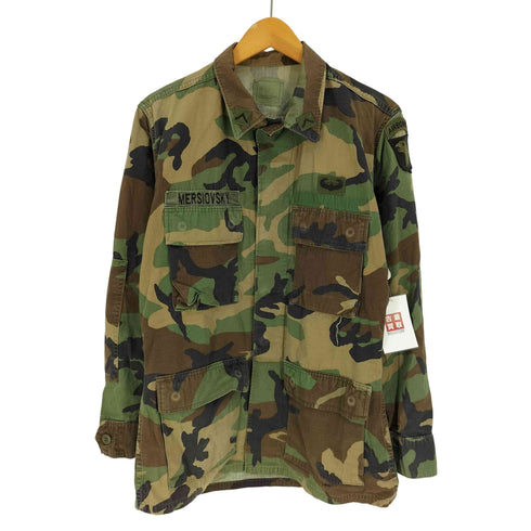 ユーエスアーミー U.S. ARMY 90S HOT WEATHER WOOLAND CAMOFLAGE BDU ホットウェザー ウッドランド カモ 迷彩柄 ワッペン ナイロン コットン リップストップ ミリタリー シャツ 1999年製 メンズ SMALL REGULAR