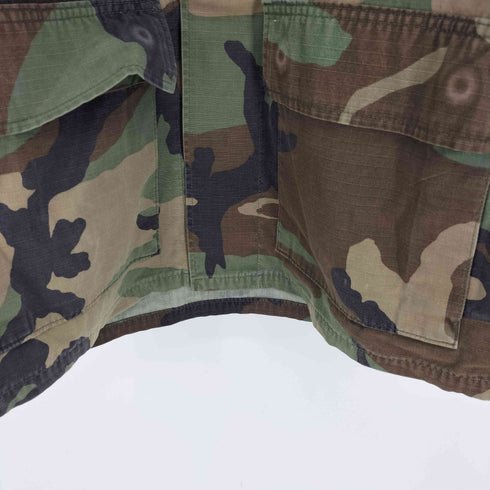 ユーエスアーミー U.S. ARMY 90S HOT WEATHER WOOLAND CAMOFLAGE BDU ホットウェザー ウッドランド カモ 迷彩柄 ワッペン ナイロン コットン リップストップ ミリタリー シャツ 1999年製 メンズ SMALL REGULAR