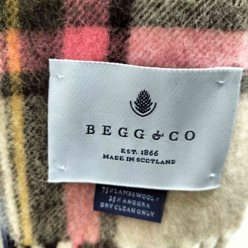 ベグアンドコー BEGG&CO アンゴラ混大判チェックストール レディース