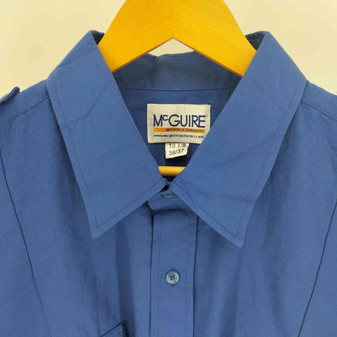MCGUIRE エポレット コットン ポリ ウエスタンポケット ミリタリー シャツ ビッグサイズ 襟芯 メンズ 18 1/2