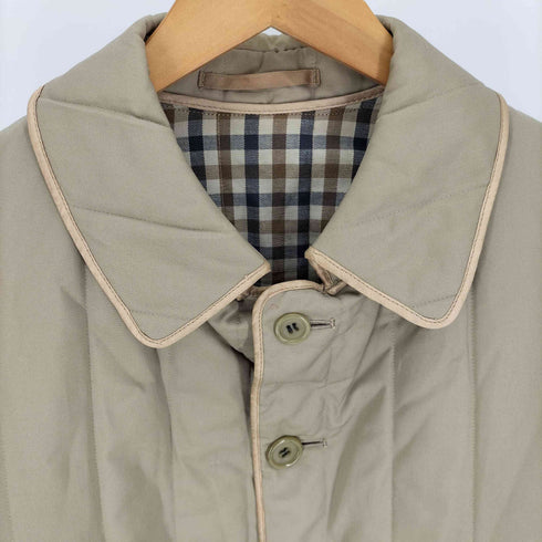 アクアスキュータム AQUASCUTUM 60-70S 英国製 裏地チェック パイピング コットン ポリ キルティング ジャケット メンズ