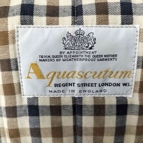 アクアスキュータム AQUASCUTUM 60-70S 英国製 裏地チェック パイピング コットン ポリ キルティング ジャケット メンズ