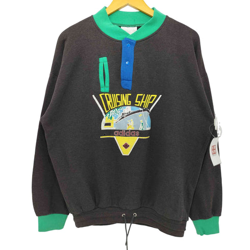 アディダス adidas 80S ハーフボタン プリント スウェット メンズ import:L