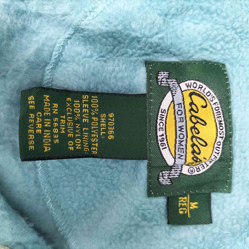 カベラス Cabela's 90-00S バック ロゴ 刺繍 パイピングライン ラグランスリーブ フリース ジップアップジャケット レディース import:M