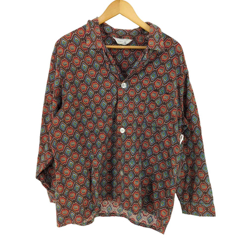 ジェーシーペニー JC Penney 三角タグ オープンカラー コットンネルシャツ プリネル パジャマシャツ メンズ import:L