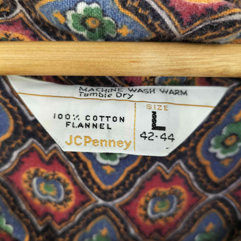 ジェーシーペニー JC Penney 三角タグ オープンカラー コットンネルシャツ プリネル パジャマシャツ メンズ import:L