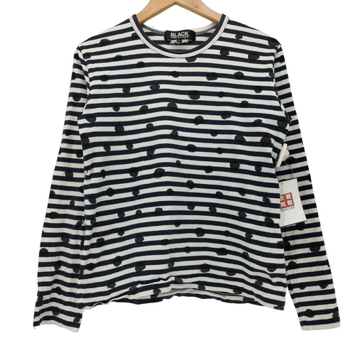 ブラックコムデギャルソン BLACK COMME des GARCONS AD2016 ドット ストライプ カットソー Tシャツ レディース JPN:S