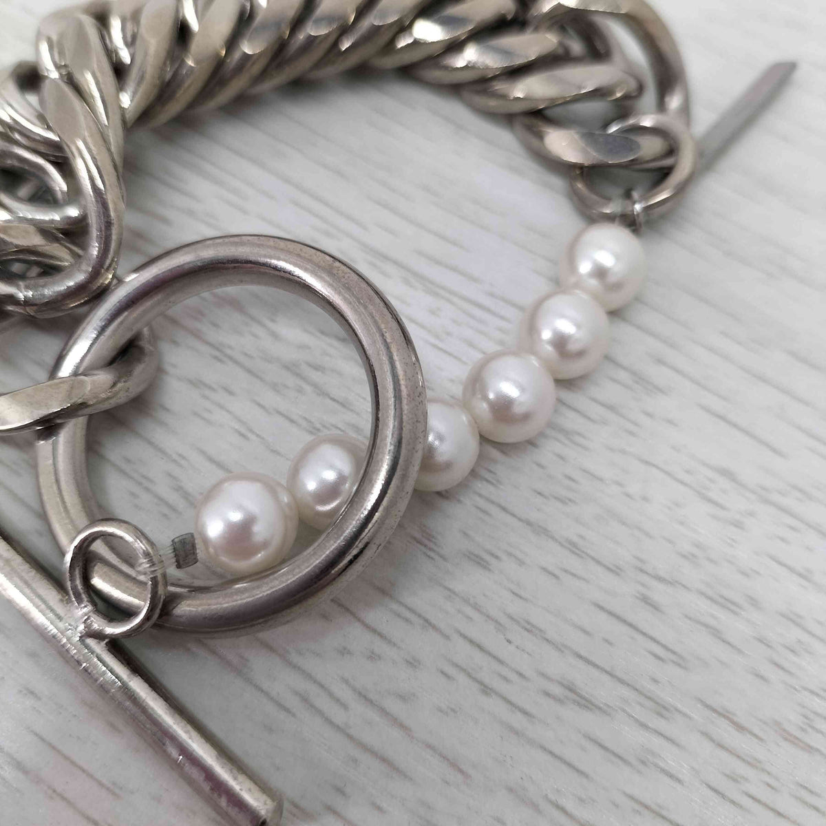 ミスタージェントルマン パール×チェーン ドッキングブレスレット メンズ ミスタージェントルマン MISTERGENTLEMAN PEARL×CHAIN BRACELET