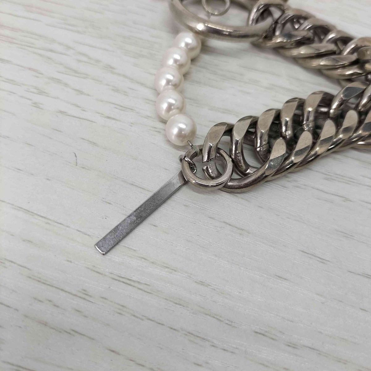 ミスタージェントルマン パール×チェーン ドッキングブレスレット メンズ ミスタージェントルマン MISTERGENTLEMAN PEARL×CHAIN BRACELET