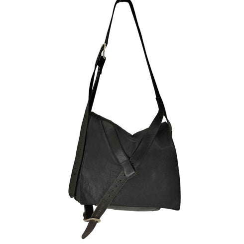 ヨウジヤマモトプールオム Yohji Yamamoto POUR HOMME カウレザー ベルトデザイン メッセンジャー ショルダーバッグ メンズ
