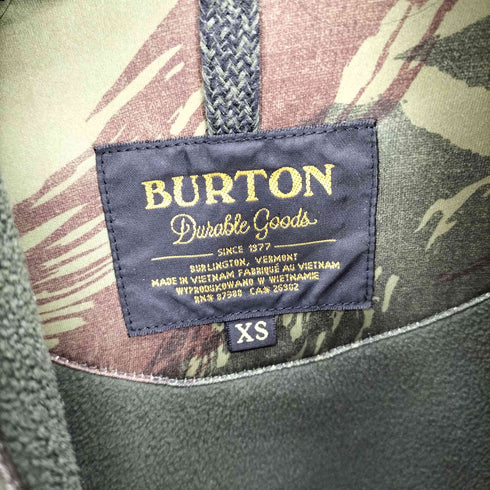 バートン BURTON タイガー ストライプ カモ 迷彩柄 ロゴ プリント プルオーバー パーカー メンズ import:XS