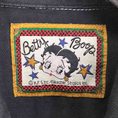 キャラクター刺繍 ブラックデニムトラッカージャケット メンズ