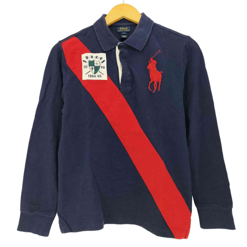 ポロラルフローレン POLO RALPH LAUREN ラインエンブレム ビックポニー刺繍 ラガーシャツ レディース import:L