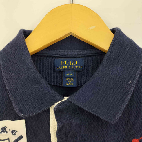 ポロラルフローレン POLO RALPH LAUREN ラインエンブレム ビックポニー刺繍 ラガーシャツ レディース import:L